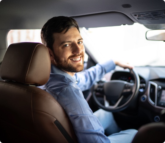 Portrait of driver smiling